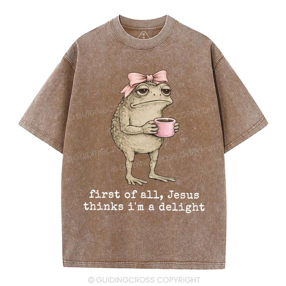 First Of All Jesus Thinks I'm A Delight Christian Washed T-Shirt