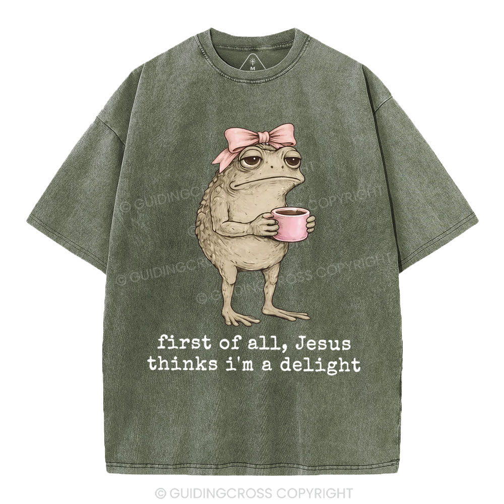 First Of All Jesus Thinks I'm A Delight Christian Washed T-Shirt