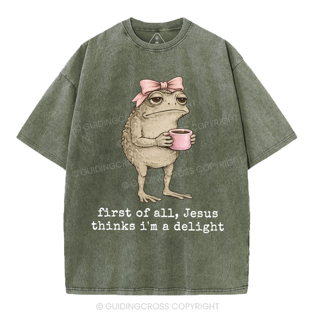 First Of All Jesus Thinks I'm A Delight Christian Washed T-Shirt