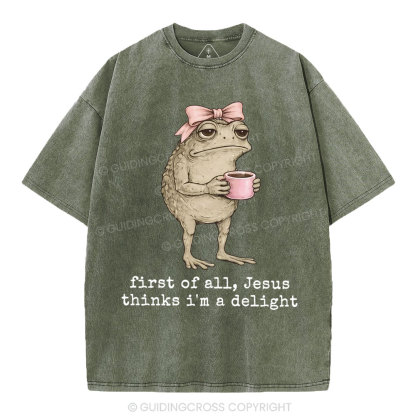 First Of All Jesus Thinks I'm A Delight Christian Washed T-Shirt