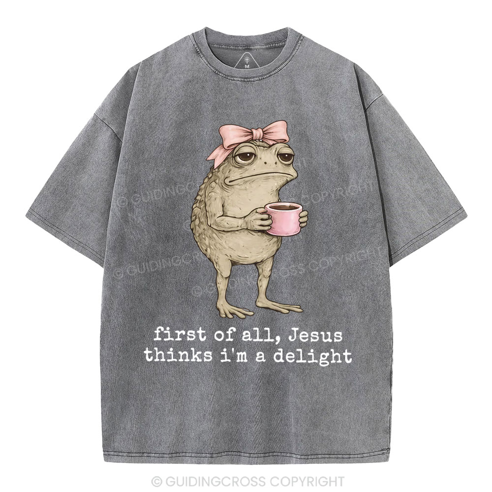 First Of All Jesus Thinks I'm A Delight Christian Washed T-Shirt