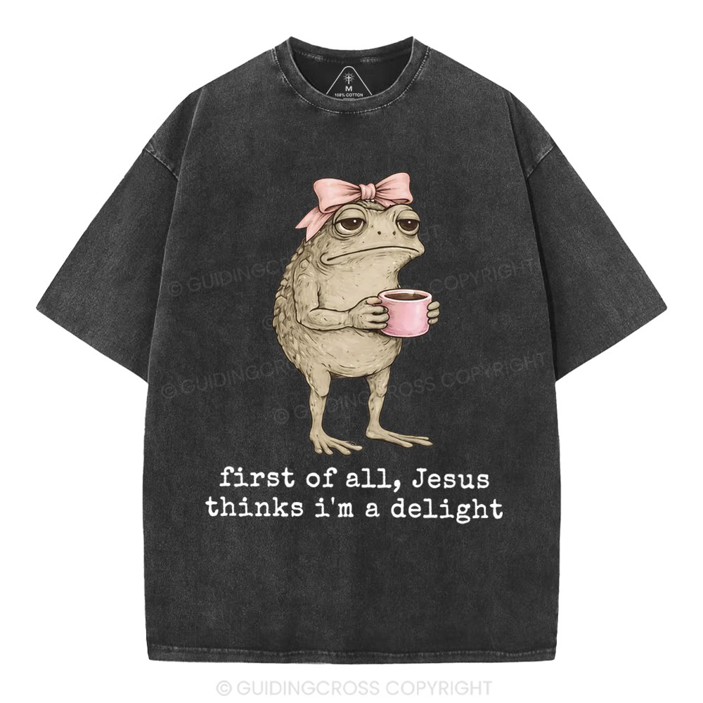 First Of All Jesus Thinks I'm A Delight Christian Washed T-Shirt