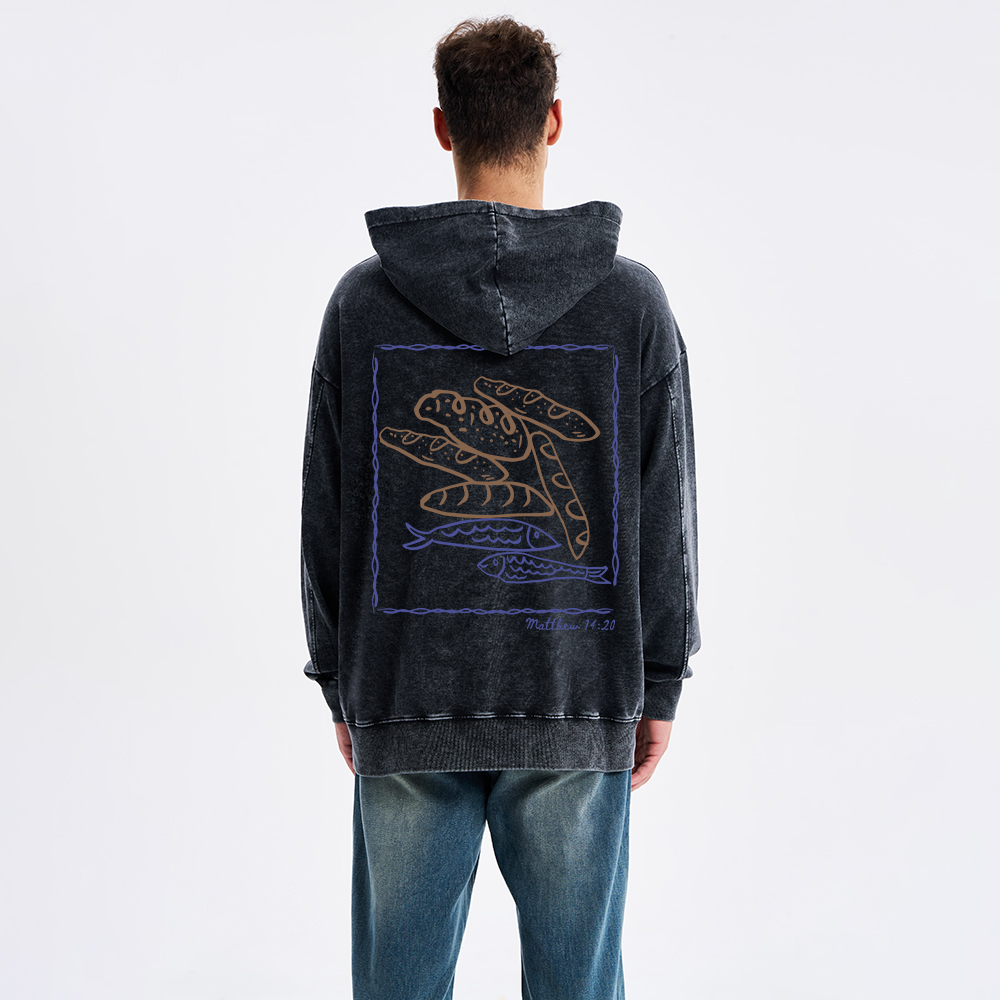 Fish & Loaves Christian Washed Hoodie