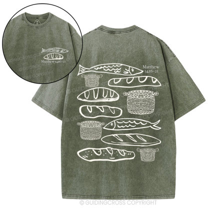 Fish & Loaves  Christian Washed T-Shirt