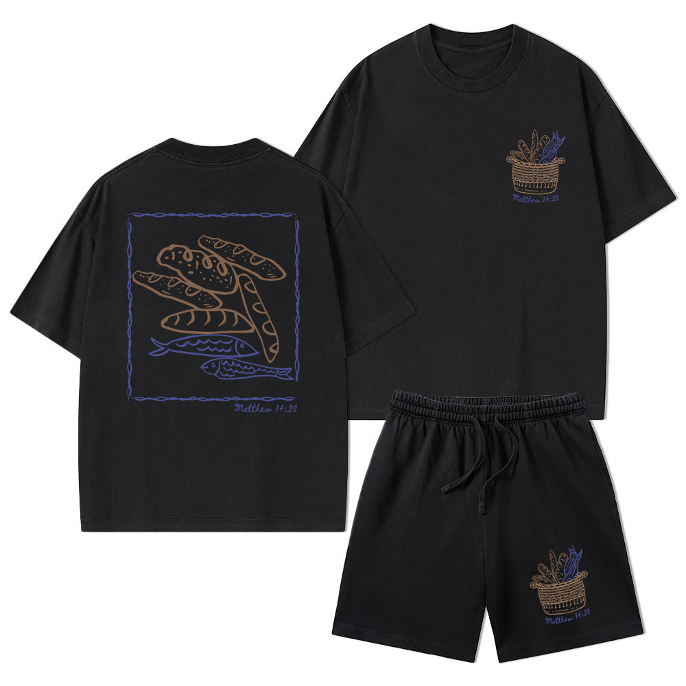 Fish & Loaves Christian Washed T-Shirt & Shorts