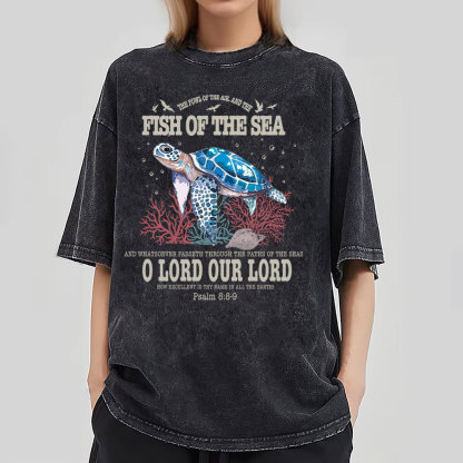 Fish Of The Sea Christian Washed T-Shirt