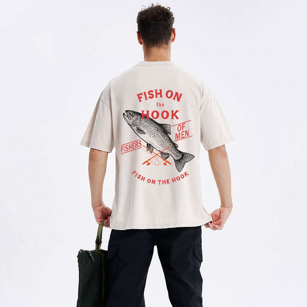 Fish On The Hook Christian Washed T-Shirt