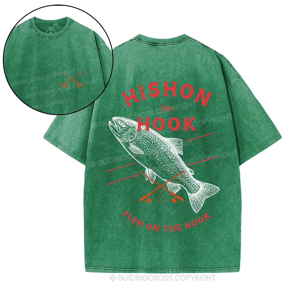 Fish On The Hook Christian Washed T-Shirt