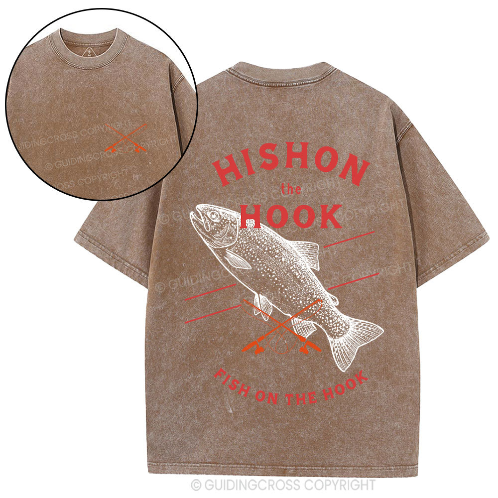 Fish On The Hook Christian Washed T-Shirt