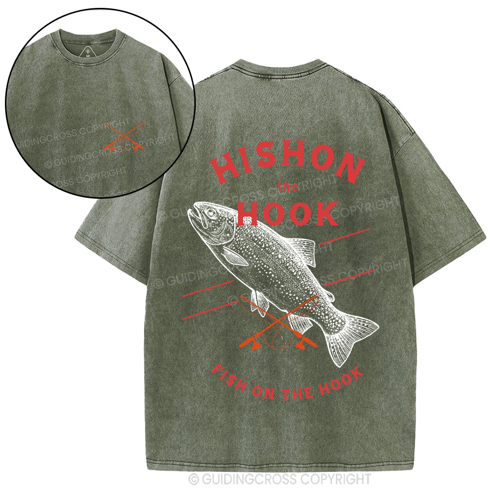 Fish On The Hook Christian Washed T-Shirt