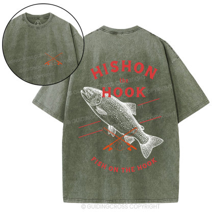 Fish On The Hook Christian Washed T-Shirt