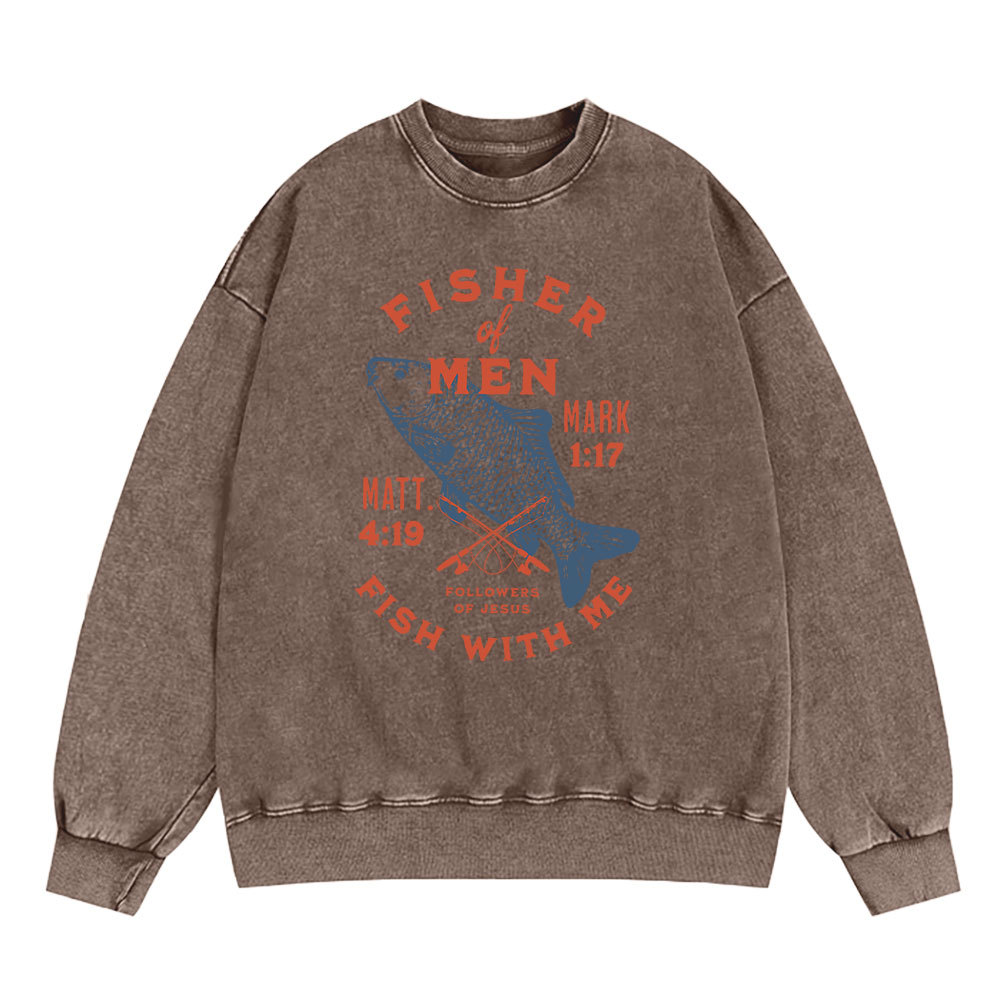 Fisher Of Man Fish With Me Christian Washed Sweatshirt