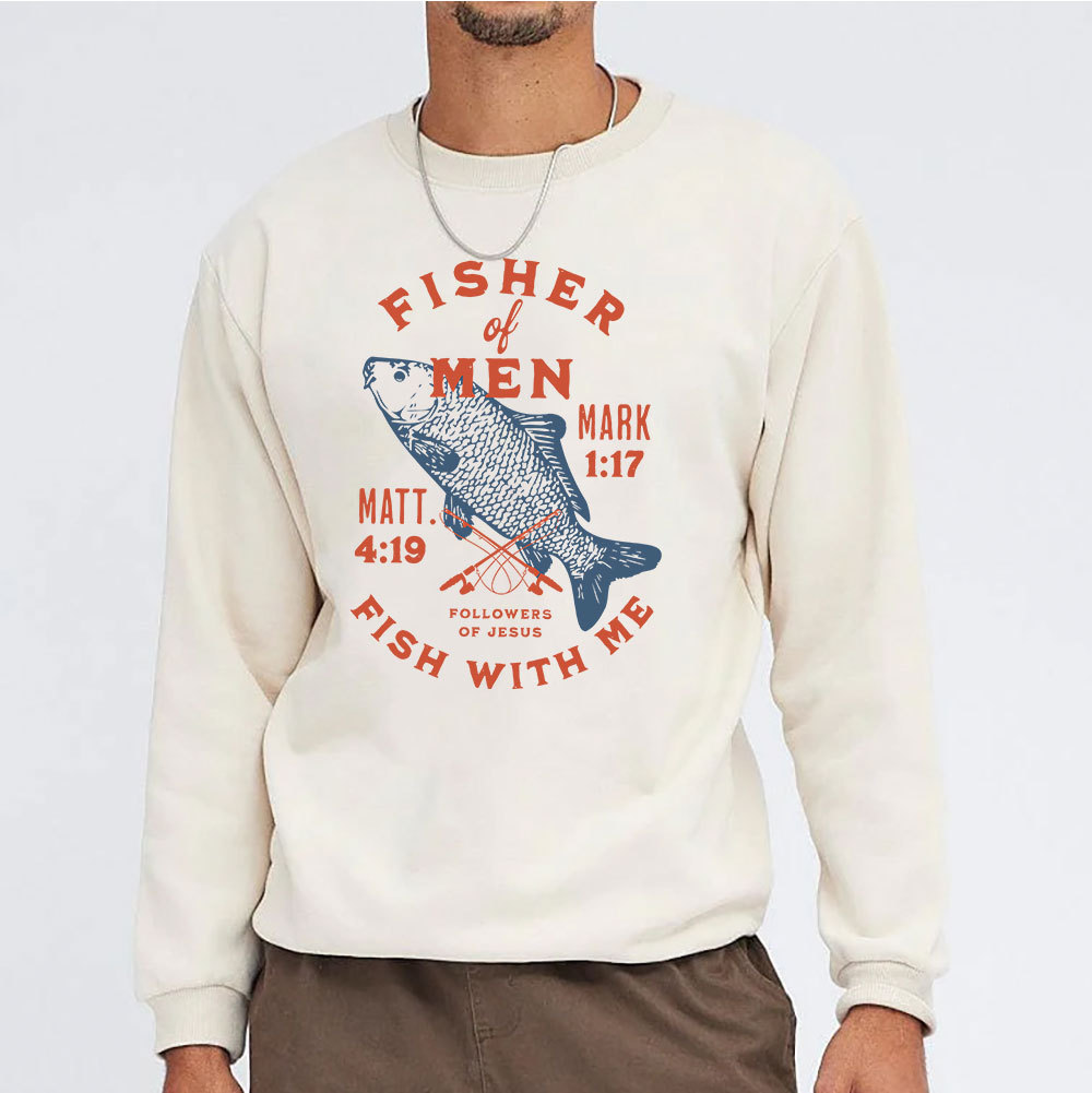 Fisher Of Man Fish With Me Christian Washed Sweatshirt