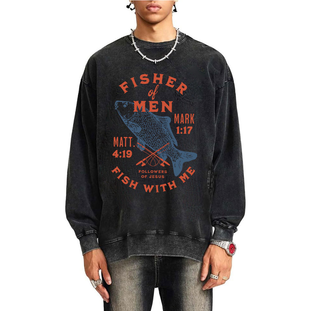 Fisher Of Man Fish With Me Christian Washed Sweatshirt