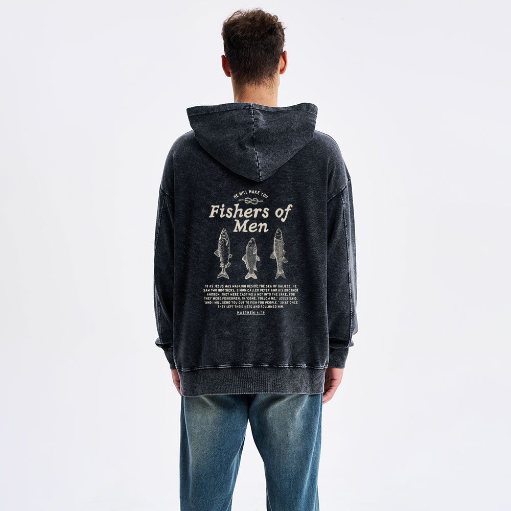 Fishers Of Men Christian Washed Hoodie