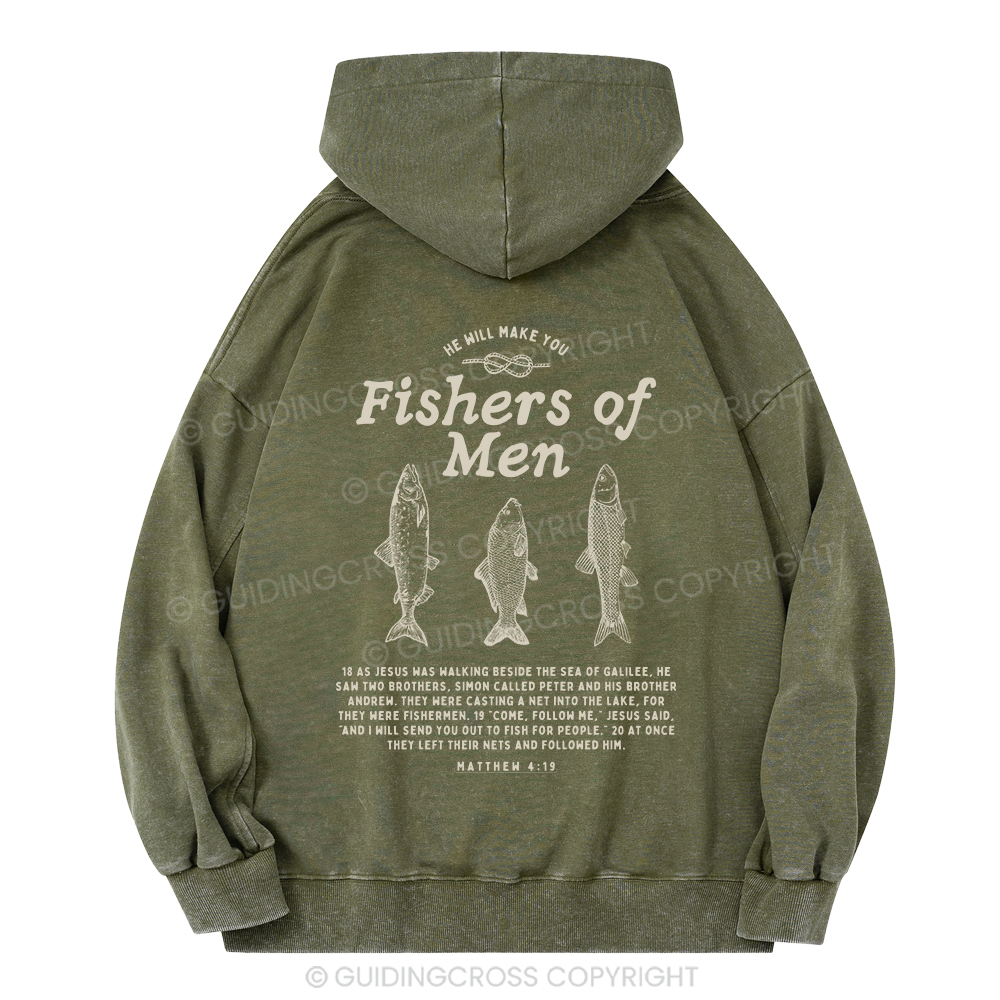 Fishers Of Men Christian Washed Hoodie