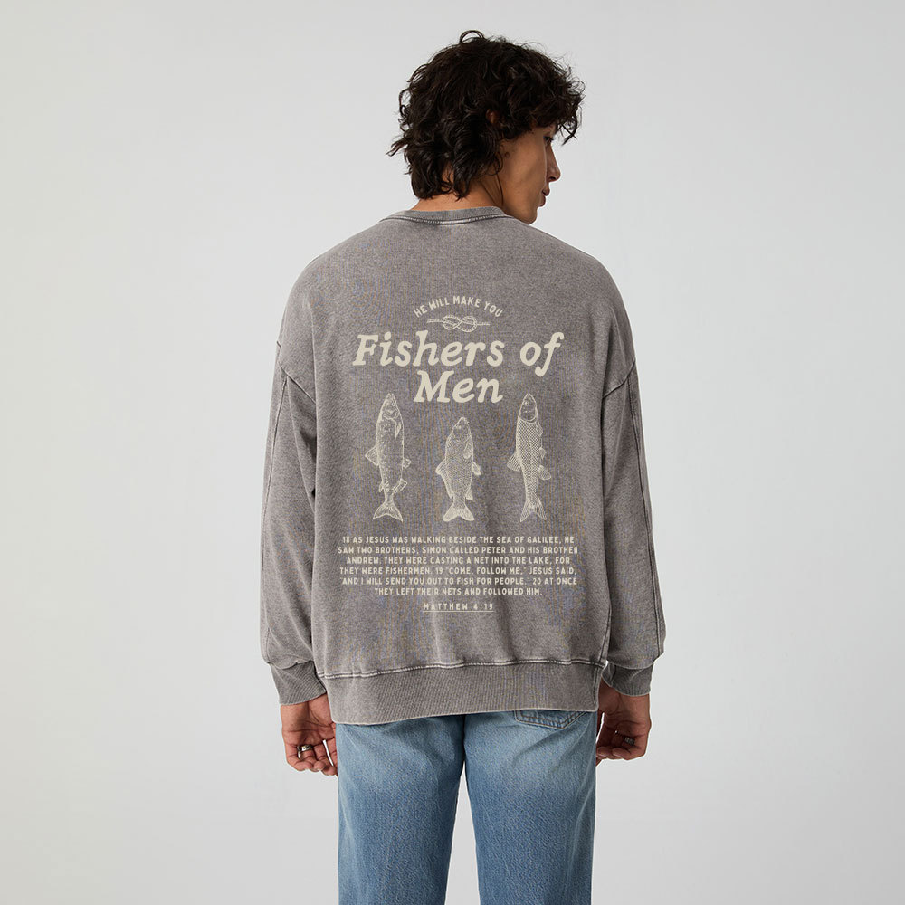 Fishers Of Men Christian Washed Sweatshirt