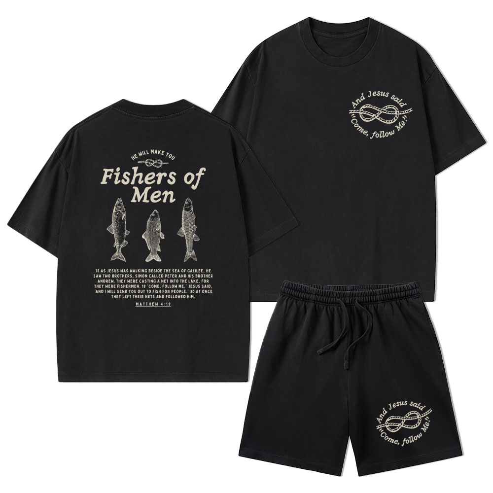 Fishers Of Men Christian Washed T-Shirt & Shorts
