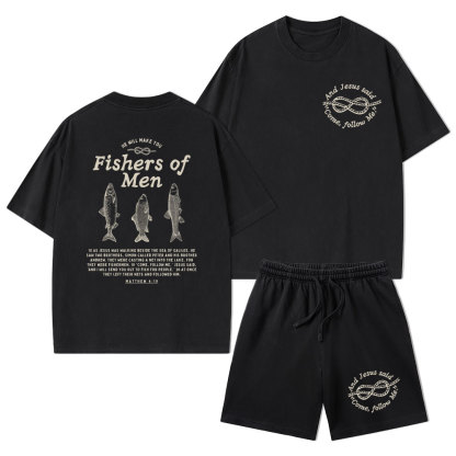 Fishers Of Men Christian Washed T-Shirt & Shorts