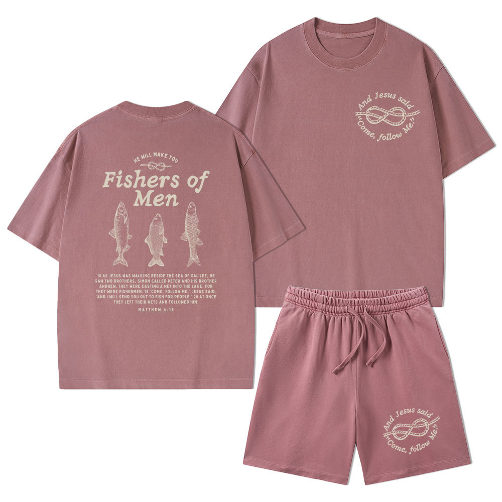 Fishers Of Men Christian Washed T-Shirt & Shorts