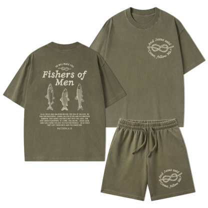 Fishers Of Men Christian Washed T-Shirt & Shorts