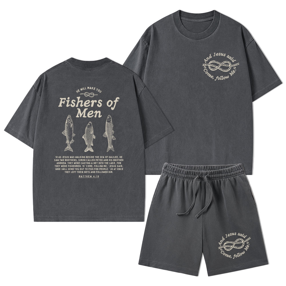 Fishers Of Men Christian Washed T-Shirt & Shorts