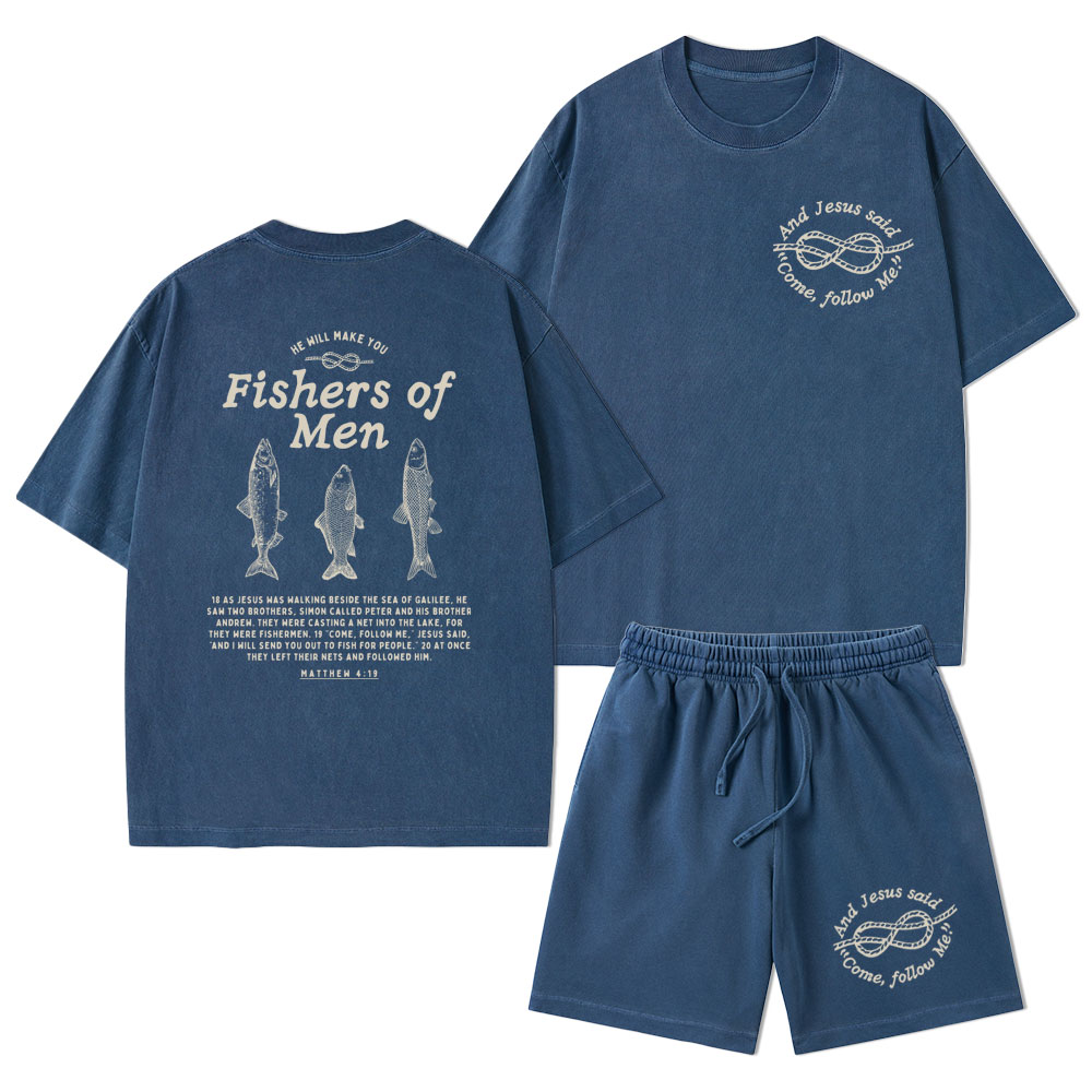 Fishers Of Men Christian Washed T-Shirt & Shorts