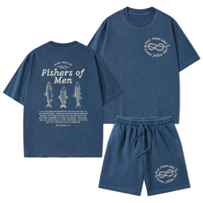 Fishers Of Men Christian Washed T-Shirt & Shorts