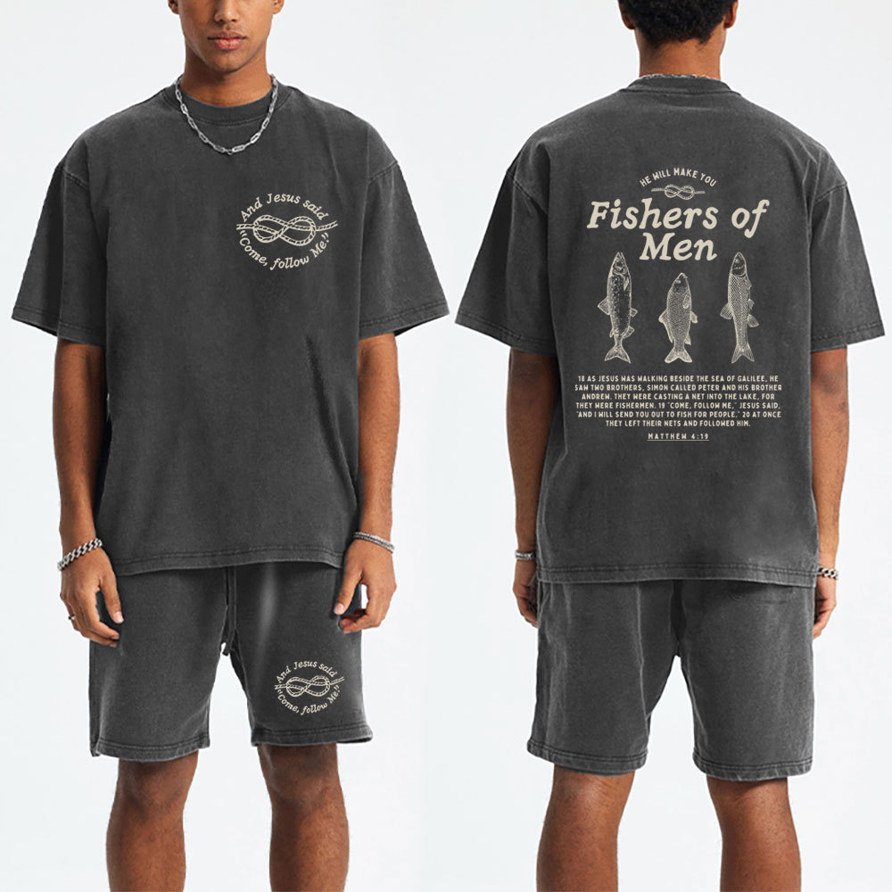 Fishers Of Men Christian Washed T-Shirt & Shorts