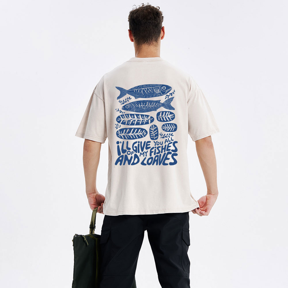 Fishes And Loaves Christian Washed T-Shirt