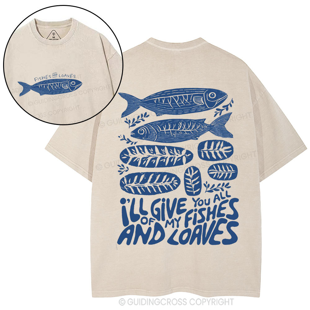 Fishes And Loaves Christian Washed T-Shirt