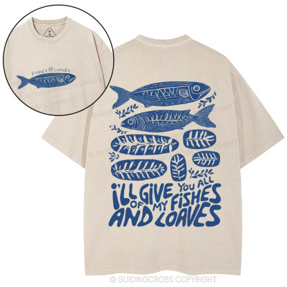 Fishes And Loaves Christian Washed T-Shirt