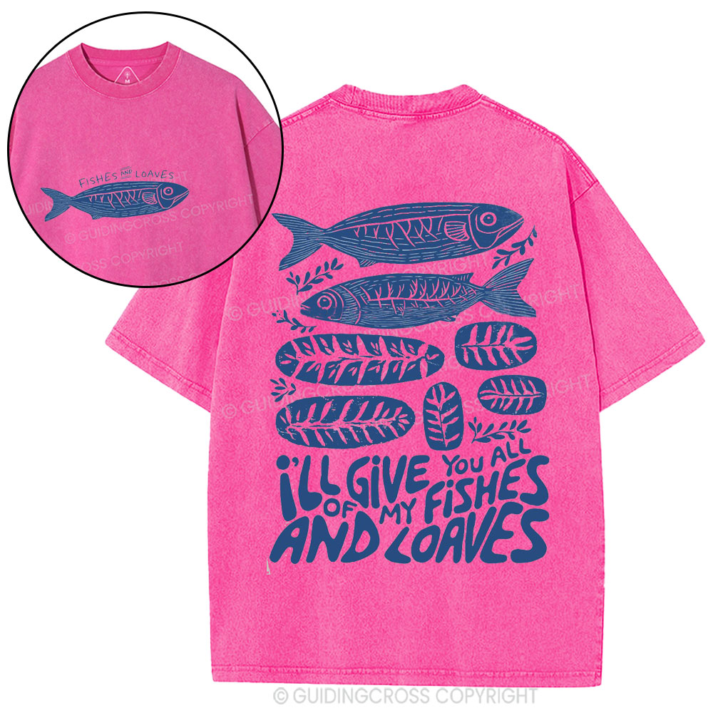 Fishes And Loaves Christian Washed T-Shirt