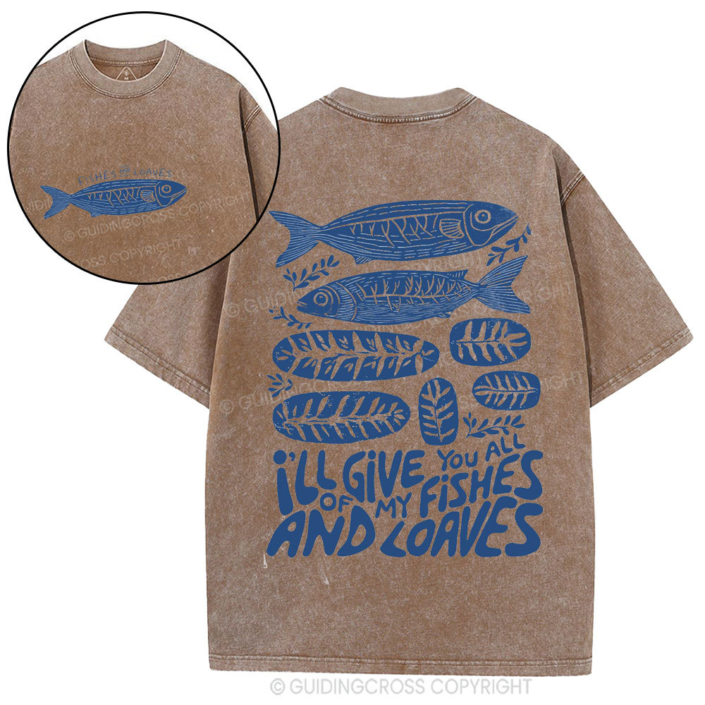 Fishes And Loaves Christian Washed T-Shirt
