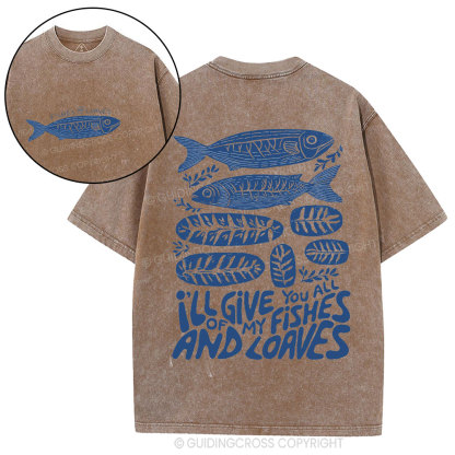 Fishes And Loaves Christian Washed T-Shirt