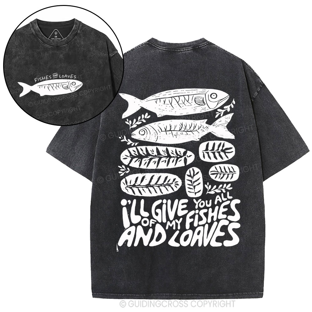 Fishes And Loaves Christian Washed T-Shirt