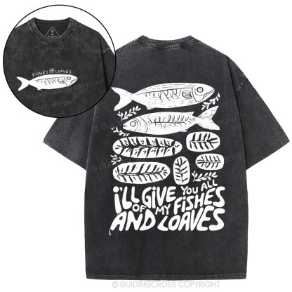 Fishes And Loaves Christian Washed T-Shirt