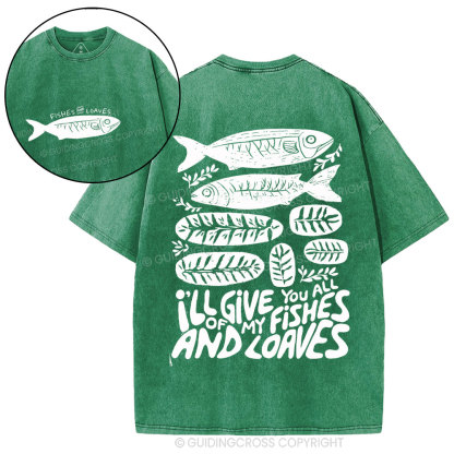 Fishes And Loaves Christian Washed T-Shirt