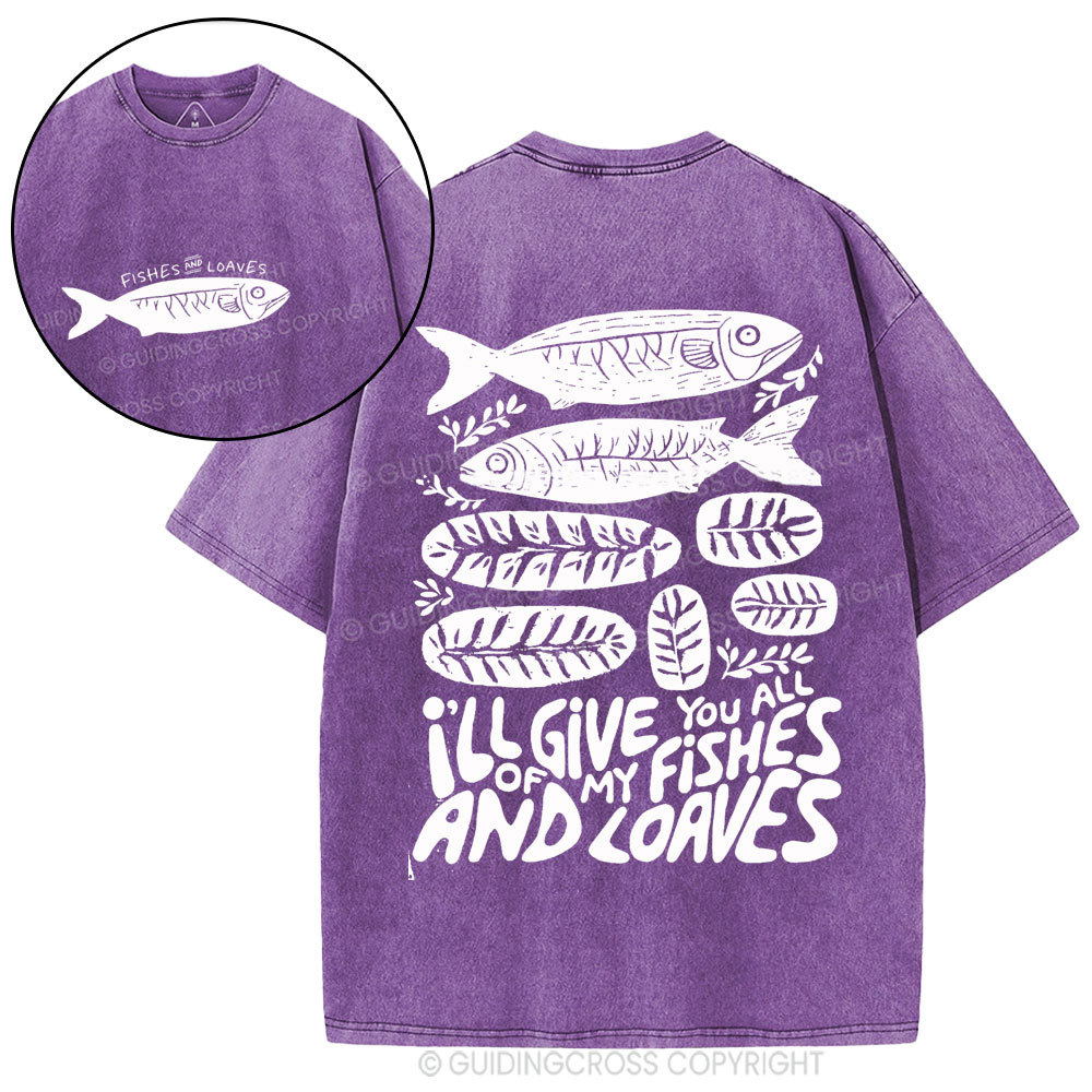 Fishes And Loaves Christian Washed T-Shirt