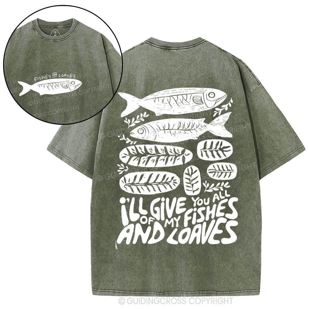 Fishes And Loaves Christian Washed T-Shirt