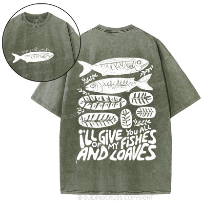Fishes And Loaves Christian Washed T-Shirt