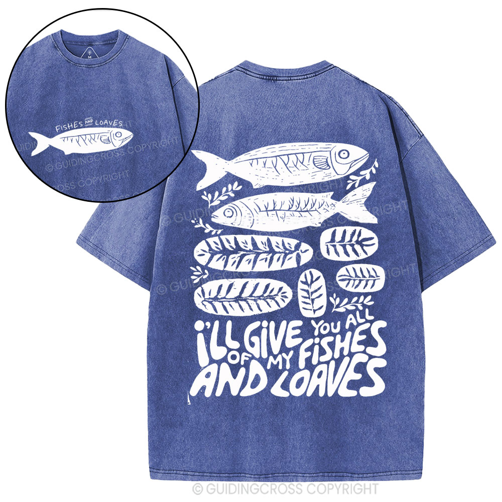 Fishes And Loaves Christian Washed T-Shirt