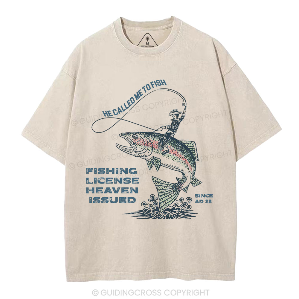 Fishing License Heaven Issued Christian Washed T-Shirt