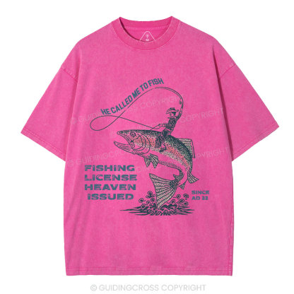 Fishing License Heaven Issued Christian Washed T-Shirt