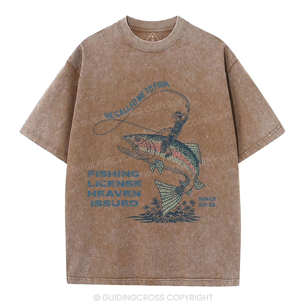 Fishing License Heaven Issued Christian Washed T-Shirt