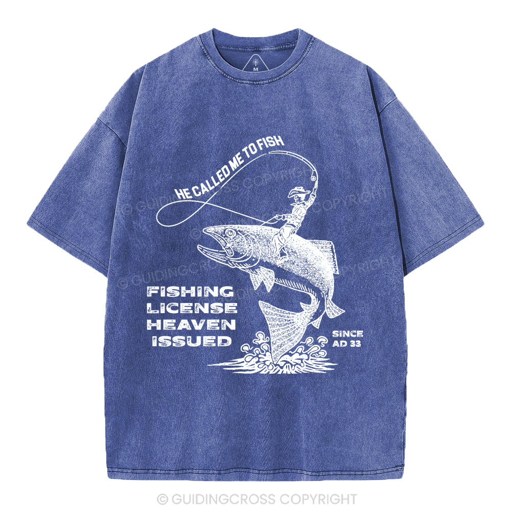 Fishing License Heaven Issued Christian Washed T-Shirt