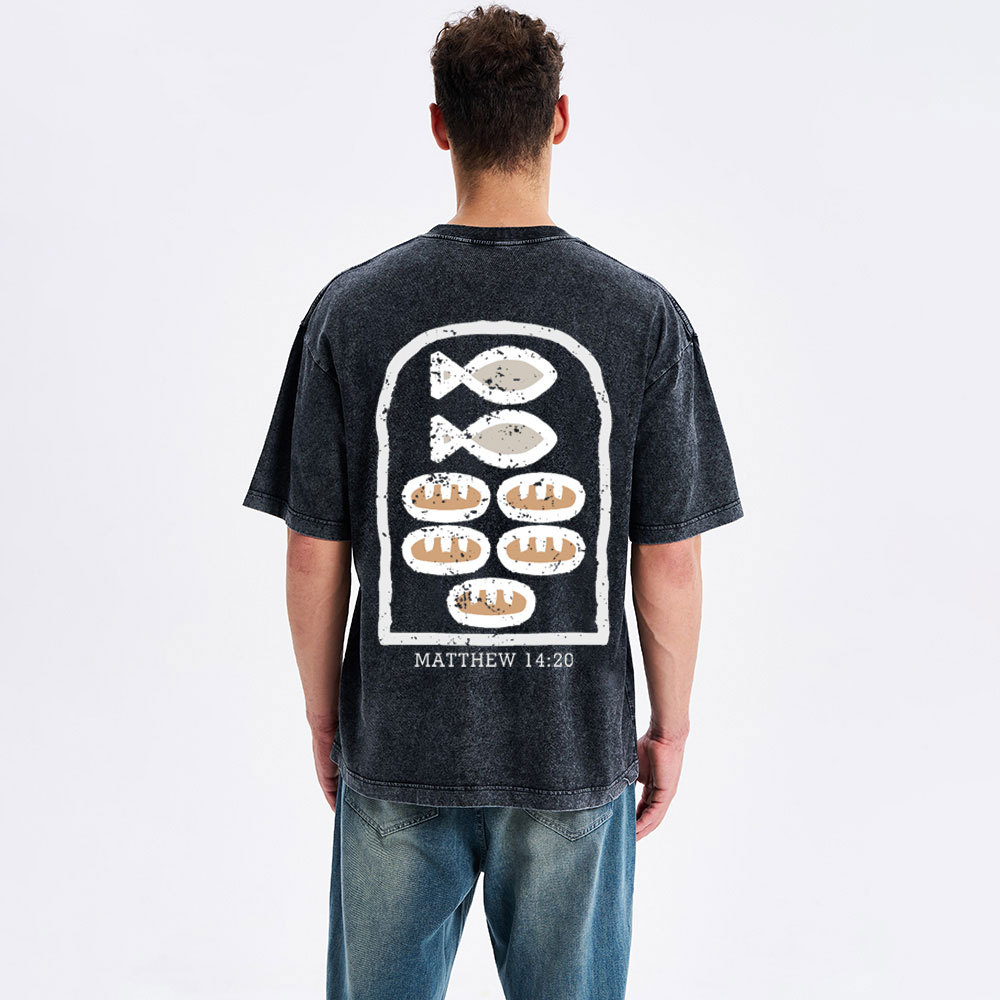 Five Loaves and Two Fishes Christian Washed T-Shirt