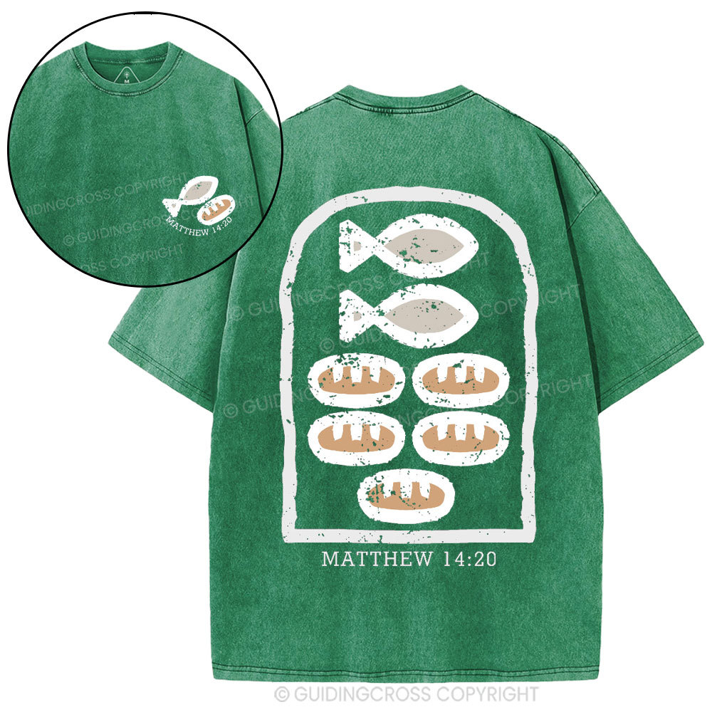 Five Loaves and Two Fishes Christian Washed T-Shirt