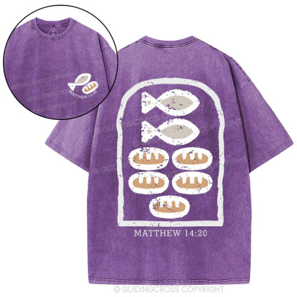 Five Loaves and Two Fishes Christian Washed T-Shirt