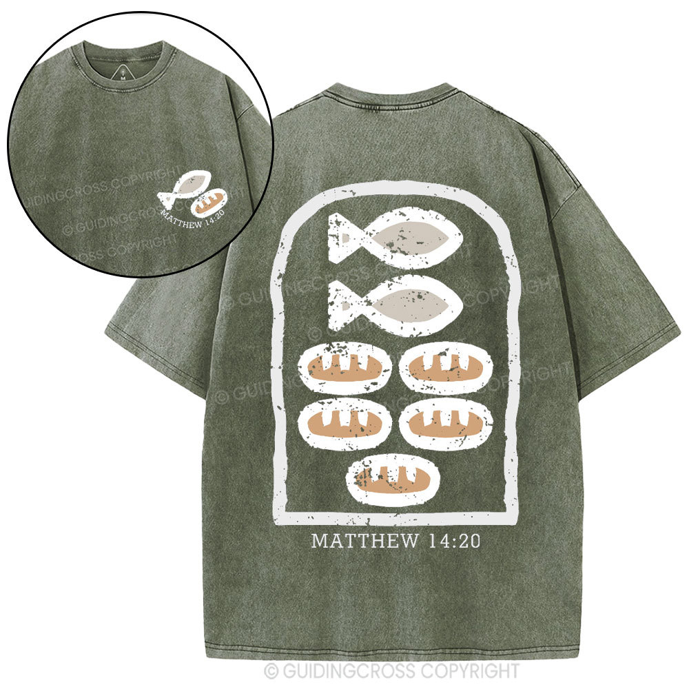 Five Loaves and Two Fishes Christian Washed T-Shirt